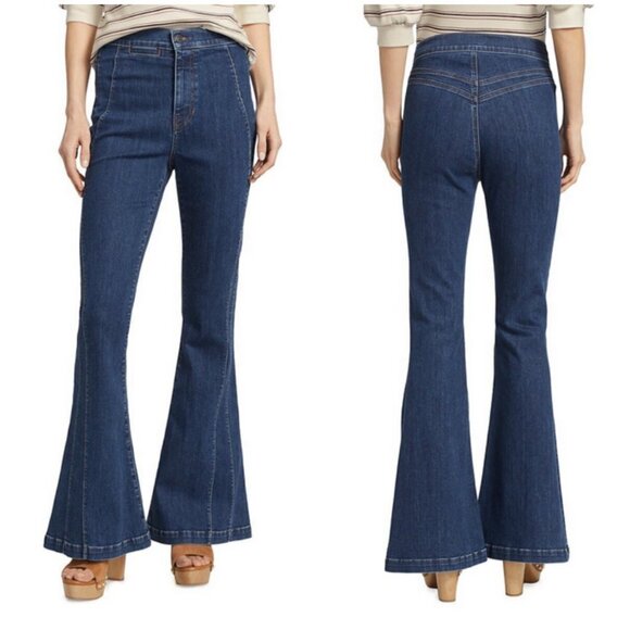 💕VERONICA BEARD Sheridan Exaggerated Flare High Rise Jeans Washed Oxford 26 NWT - Picture 8 of 16